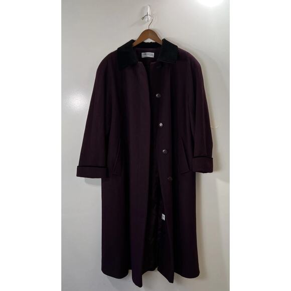 Forecaster of Boston Women’s Wool Coat Size 1X 18 Purple Velvet Trim Classic Lux - Picture 4 of 10